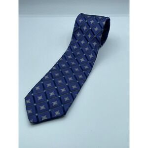 Robert Talbott Best of Class Mens Silk Tie Blue Geometric Diamond Hand Sewn USA
